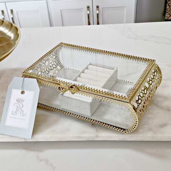 NEW! EXQUISITE Rachel ASHWELL CLEAR HINGED JEWELRY BOX - Picture 3 of 6